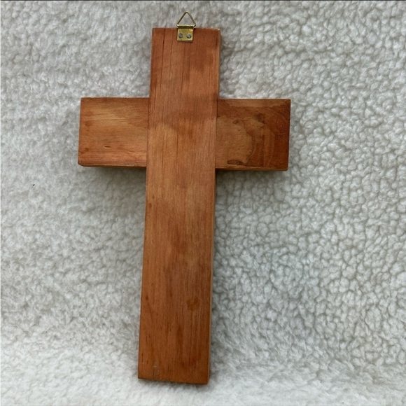 Wooden Cross with whimsical colorful animals tree butterfly sun 10" - Picture 9 of 12